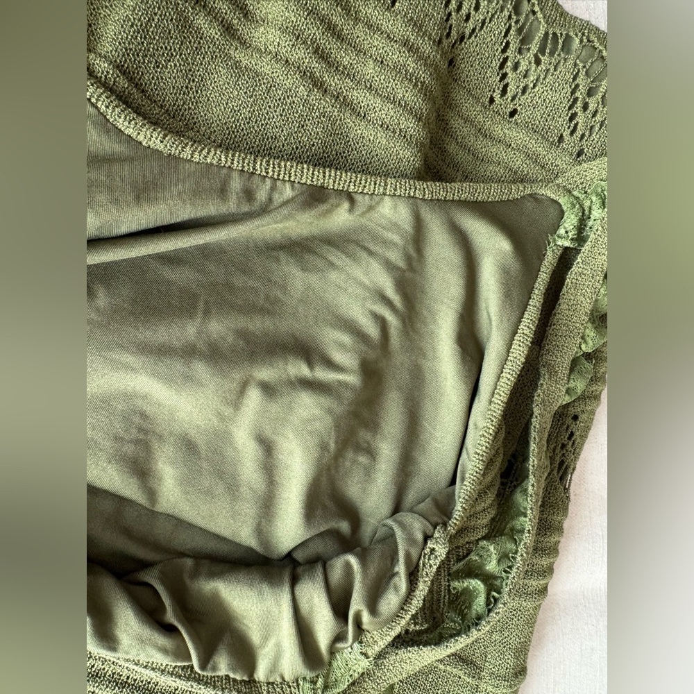 Cider Knit Lace Trim U-Neckline Midi in Matcha Green - Picture 10 of 11